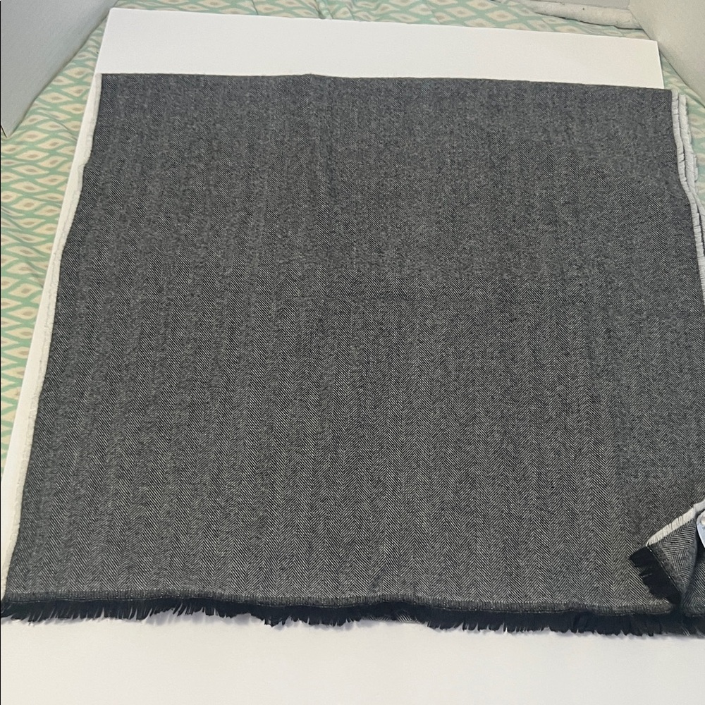 Gray Fringed Blanket Scarf